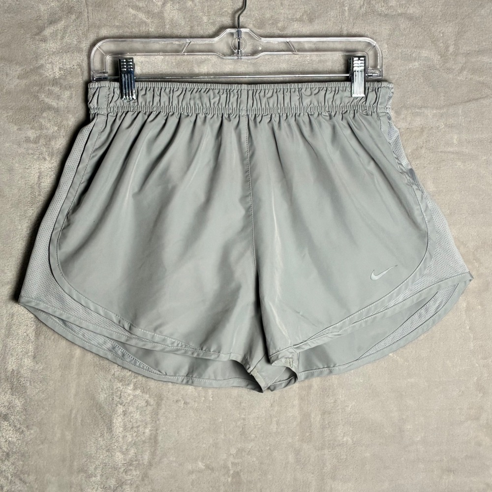 Nike Dri-FIT Women Gray Running Shorts Mesh Panels Size L